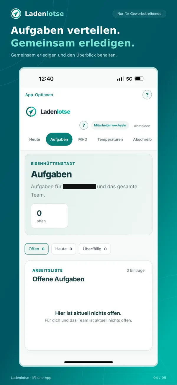 Ladenlotse iPhone-App: Aufgaben erledigen